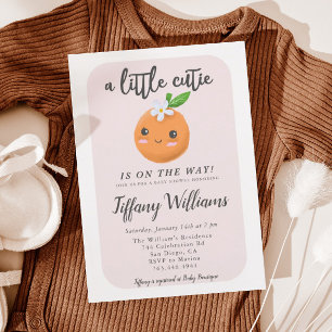 Kleine Sinaasappels met snijroze Baby shower Kaart
