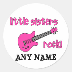 Kleine Sisters Rock! met roze gitaar Ronde Sticker