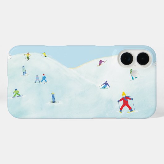 Kleine skiërs op Snowy Hill Case-Mate iPhone Case (Achterkant (horizontaal))