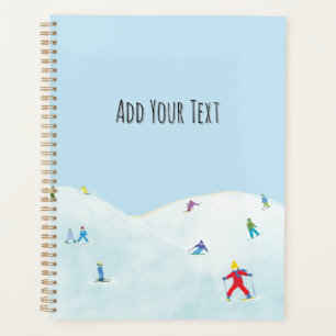 Kleine skiërs op Snowy Hill gepersonaliseerd Planner