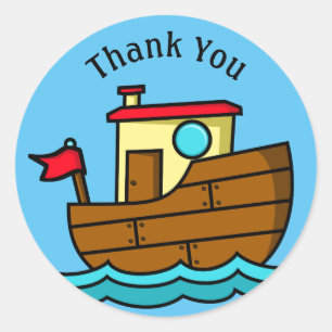 Kleine sleepboot bedankt ronde sticker