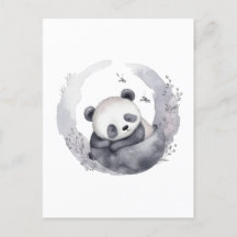 Kleine Sleepy Waterverf Baby Panda Beer
