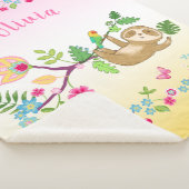 Kleine slet op roze en gele achtergrond sherpa deken (3/4)