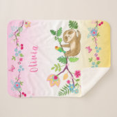 Kleine slet op roze en gele achtergrond sherpa deken (Voorkant (horizontaal))