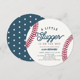 Kleine Slugger Honkbal Jongen Baby Shower Cirkel Kaart