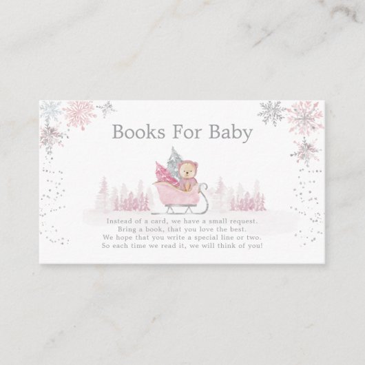 Kleine sneeuwvlok is onderweg Boeken Baby shower Informatiekaartje (Voorkant)
