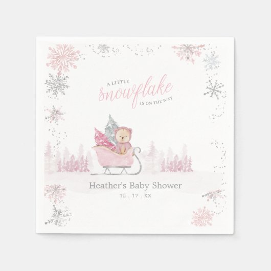 Kleine sneeuwvlok is op de weg Winter Baby shower Servet (Voorkant)
