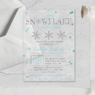 Kleine Sneeuwvlok Jongens Winter Babyborrel Acryl Uitnodigingen