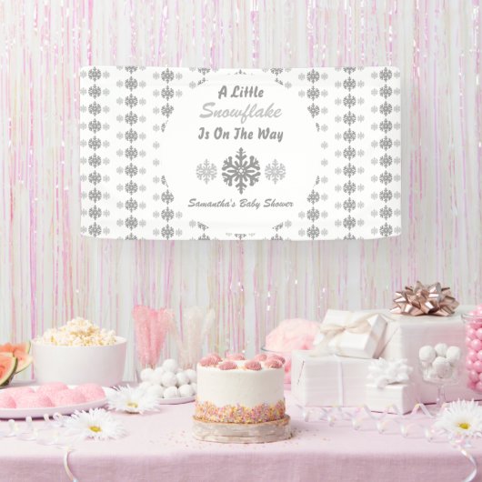 Kleine sneeuwvlok onderweg spandoek (Feest)