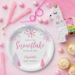 Kleine sneeuwvlok op weg Baby shower Winter Papieren Bordje