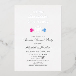 Kleine sneeuwvlok op weg naar de wintersekse folie uitnodiging