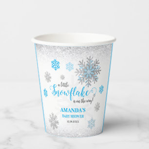 Kleine Sneeuwvlok Roze Zilver Glitter Baby Shower Papieren Bekers