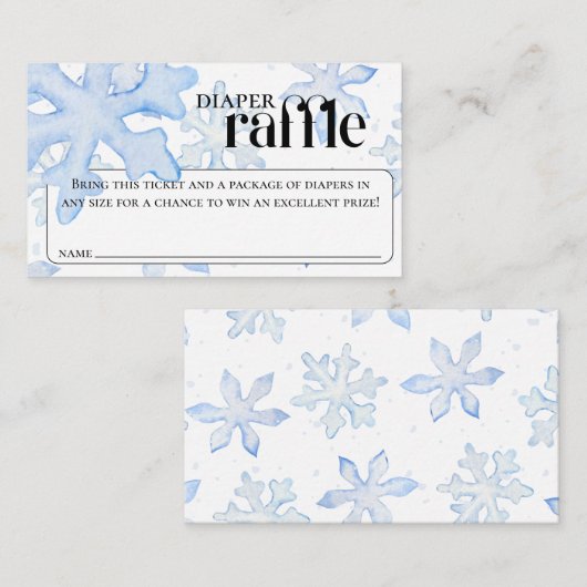 Kleine Sneeuwvlok Wintery Baby shower Luier Raffle Informatiekaartje (Voorkant / Achterkant)