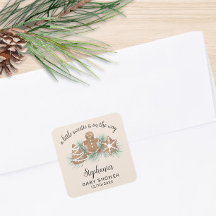 Kleine snoepgoed kerstbrood baby shower vierkante sticker