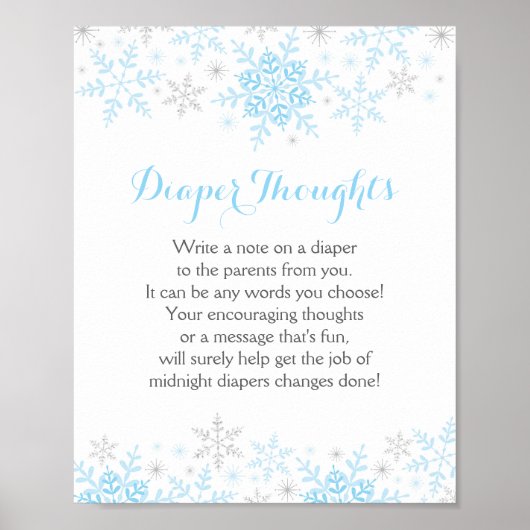 Kleine Snowflake Baby shower Diaper over reflectie Poster (Voorkant)