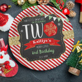 Kleine Snowflake die 2 draait! Eerste Kerstdag Papieren Bordje