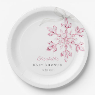 Kleine Snowflake roze Baby shower Papieren Bordje