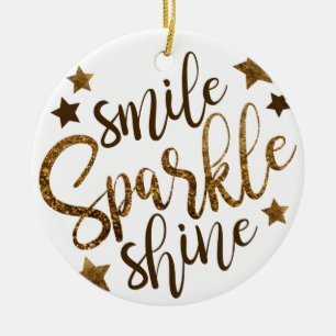 KLEINE SPARKLE SHINE, GOLDEN GLITTER STAR KERAMISCH ORNAMENT