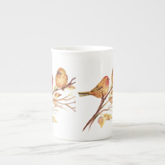 Kleine Sparrow Birds, Bone China Mok (Voorkant)