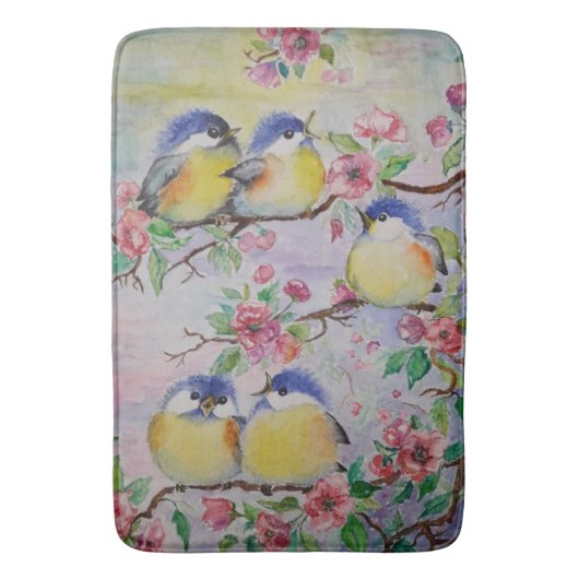 Kleine Sparrows Spring Joy Painting Bath Mat (Voorkant Verticaal)