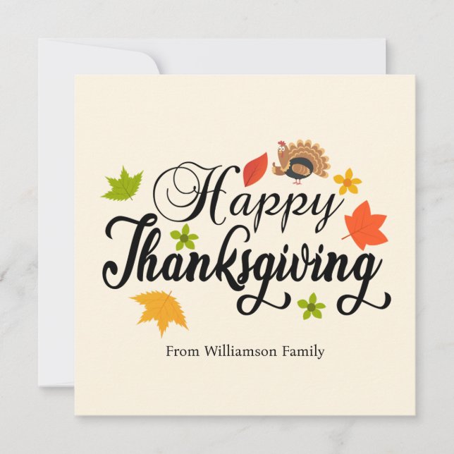 Kleine Speelse Turkije op Herfst Thanksgiving kaar (Voorkant)