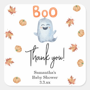 Kleine spook - babyshower bedankt vierkante sticker