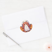Kleine spook voor Halloween Ronde Sticker (Envelop)