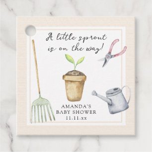 Kleine spruit baby shower bedankjes labels