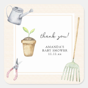 Kleine spruit baby shower bedankt vierkante sticker