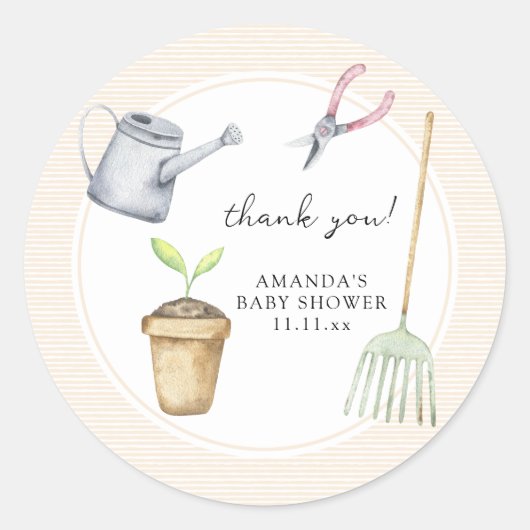 Kleine spruit baby shower dank u ronde sticker (Voorkant)