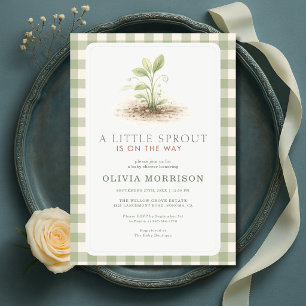 Kleine Spruit Gingham Saliegroen Baby Shower Kaart