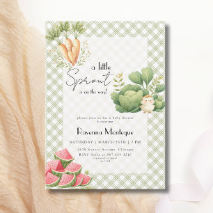 Kleine Spruit Groene Gingham Groente Baby Shower Kaart
