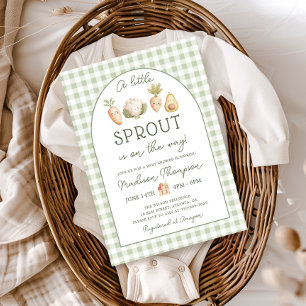 Kleine Spruit Groenten Gingham Baby Shower Kaart