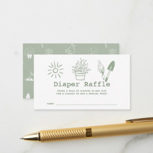Kleine Spruit Handgetekend Luier Raffle Ticket Informatiekaartje