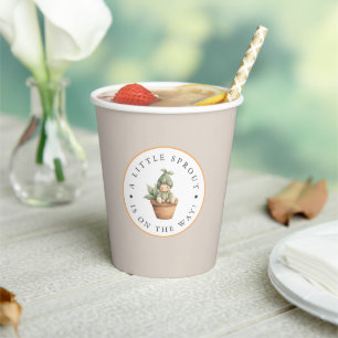 Kleine Spruit Neutraal Beige Baby Shower Papieren Bekers