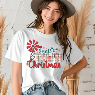 Kleine stad kerst rustieke typografie Tri-Blend shirt