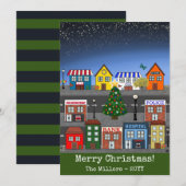 kleine stadsbuurt | vrolijk kerstfeest feestdagenkaart (Voorkant / Achterkant)