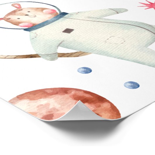 Kleine Stap Ruimte 1e Verjaardagsfeestje Welkomstb Poster (Hoek)