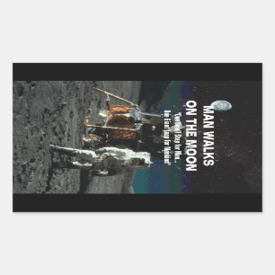 Kleine stap voor Man op Maanreuzensprong voor de m Rechthoekige Sticker