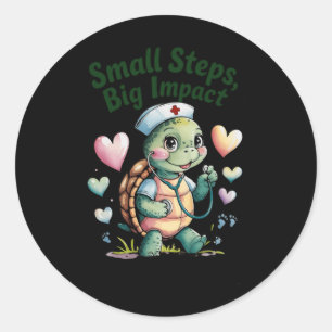 Kleine Stappen Grote Impact Nurse Turtle Art Stick Ronde Sticker