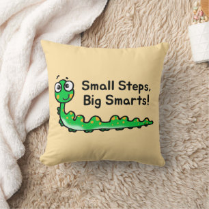 Kleine Stappen Grote Smarts Caterpillar Cartoon Kussen