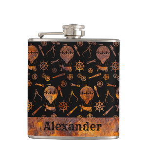 Kleine Steampunk Colorful Rusty Balloons Thema Heupfles