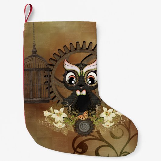 Kleine steampunk uil kerstsok (Voorkant)