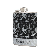 Kleine Steampunk Zilver Zinktandwielen en Kroegen Heupfles (Links)