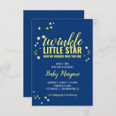 kleine ster BABY SHOWER of SIP & SEE geel marinebl Kaart (Voorkant / Achterkant)