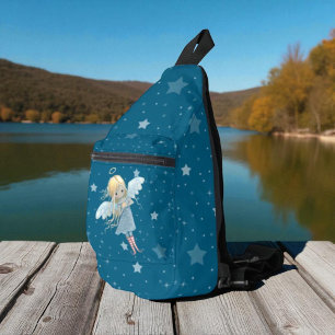 Kleine Ster Engel op Sterrenachtergrond Sling Bag