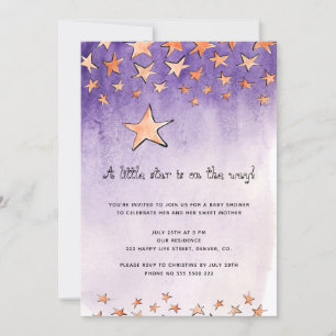 Kleine ster op de weg waterverf baby shower kaart