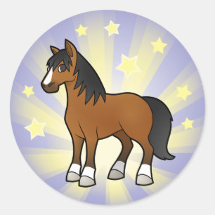 Kleine Ster Paard Ronde Sticker