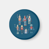 Kleine stijl Retro robot robot Pattern Dark uit de Magneet (Voorkant)