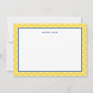 Kleine Stippen Blauw en Geel Gepersonaliseerd Notitiekaartje
